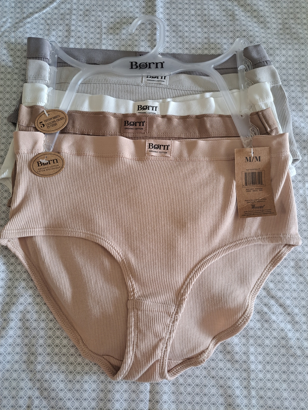 Born Organic Cotton Ribbed High-Waist Briefs - 5 Pack M